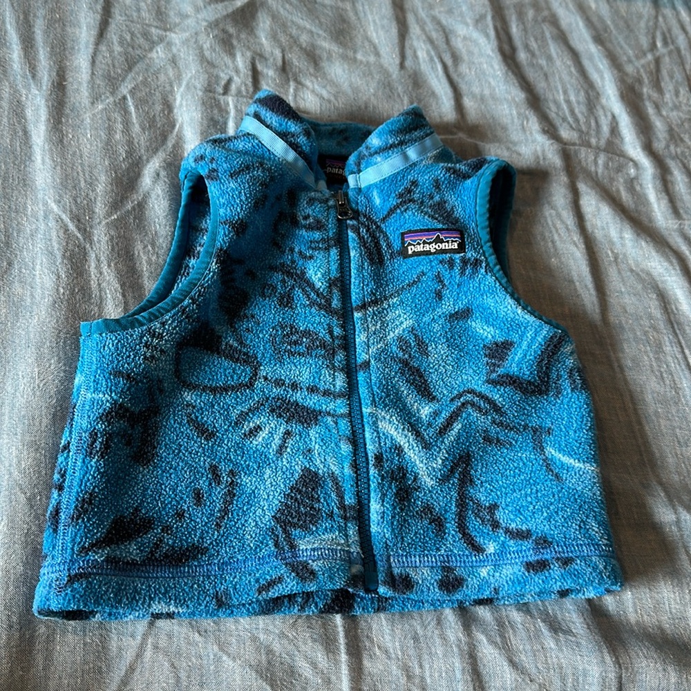Patagonia synchilla fleece vest blue zip 6-12